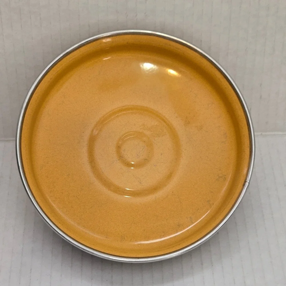 Vintage Orange Brown Ombre Enamel‎ Replacement Pot Lid 6.25 Inch MCM Sunburst